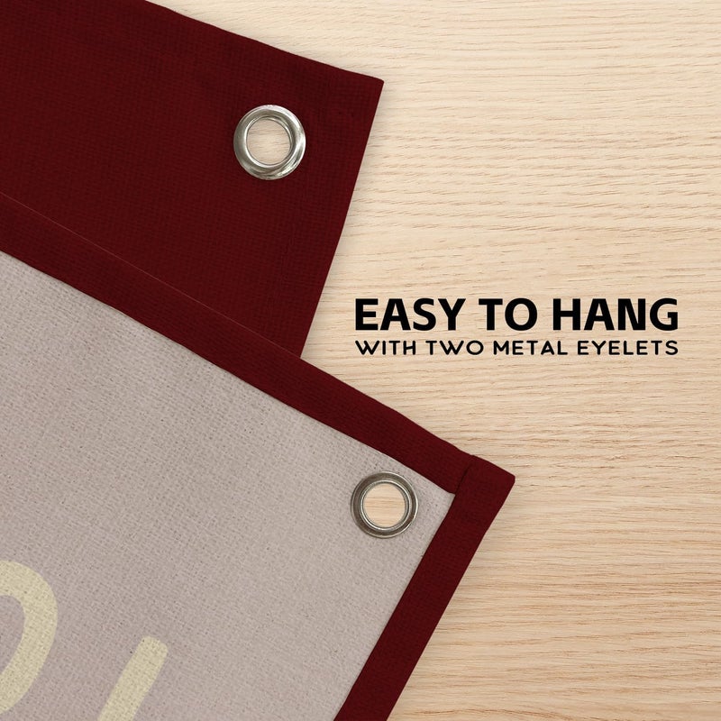 PLKMN Long Live Boyhood Linen Banner – Boys Room Wall Hanging, Playroom & Nursery Decor, Toddler Room Flag, Aesthetic Boys Bedroom Sign – Burgundy & Mustard Yellow - Image 3